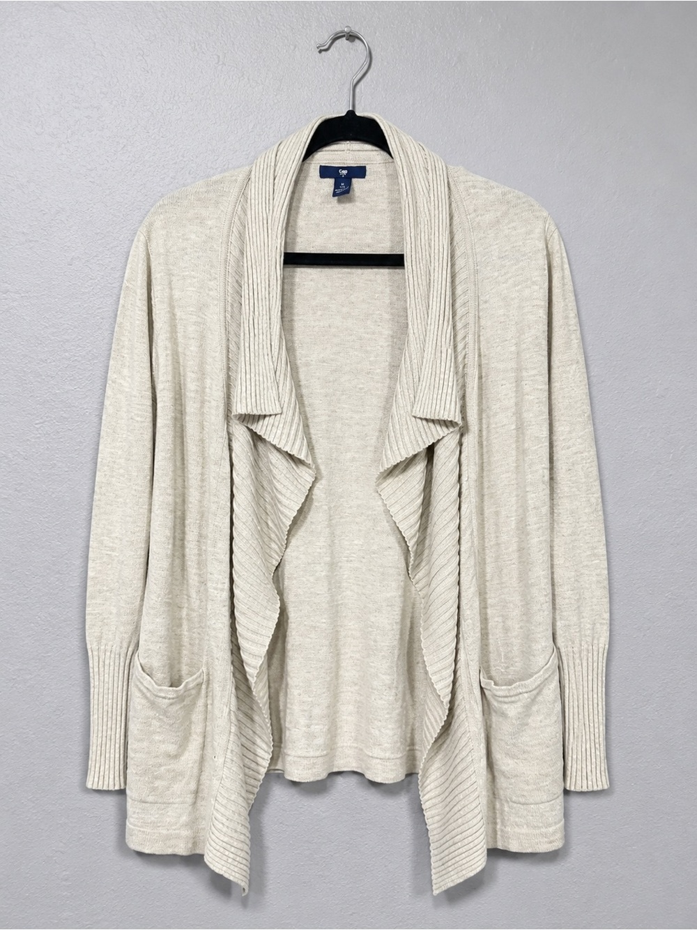 GAP Cream Open-Front Draped Cardigan